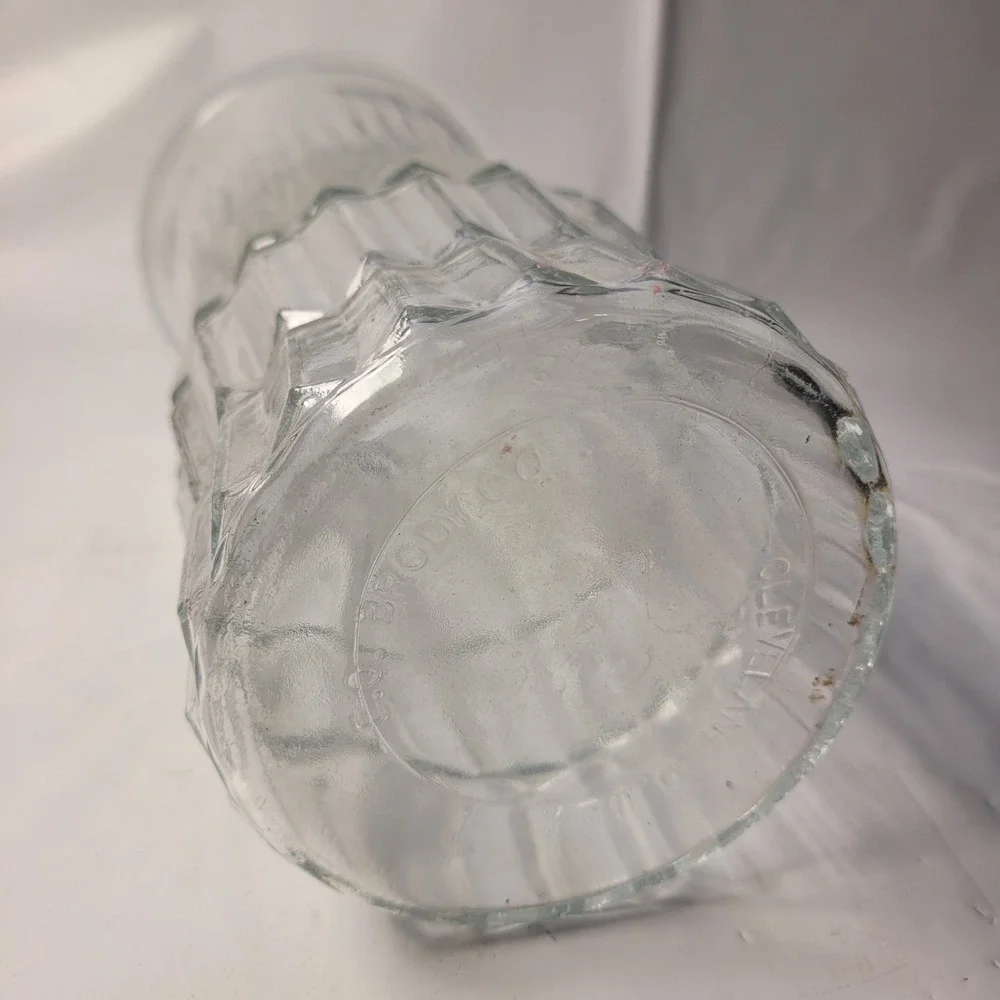 E.O. Brody Co Glass Vase Clear Ribbed Checkered‎ G109 Cleveland OH USA 9.25in